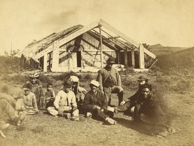 Kuwaitis Runanga House, Waiona, Bay of Islands, n. 1870 (albumiprintti) tekijältä Daniel Louis Mundy