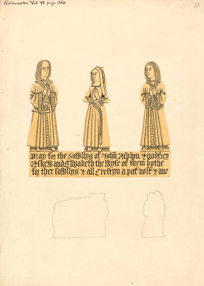 Messinkilautanen John Asplynille, Godfrey Askewlle ja heidän molempien vaimolle Elizabeth, Edmonton Church tekijältä Daniel Lysons