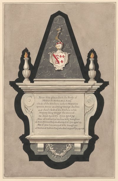 Memorial a James Eckersall e sua esposa Catherine e sua segunda esposa Catherine e sua segunda esposa Jane de Drayton Churchfinnish tekijältä Daniel Lysons