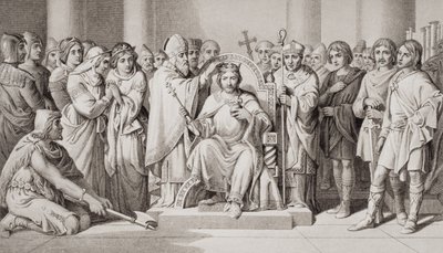 Harold II:n (n. 1022-66) anglosaksien kuninkaan kruunaus vuonna 1066, 