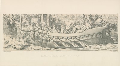 Duke William, hänen keittiössä, ja hänen laivastonsa, risteillään Englantiin tekijältä Daniel Maclise