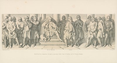 Harold ja hänen seuralaisensa, jotka tuotiin vankeina Guy of Ponthieun ja hänen normanniritariensa eteen tekijältä Daniel Maclise