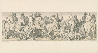 Harold ja hänen ritarinsa ratsastavat lähtöpaikalleen Boshamiin Sussexissa tekijältä Daniel Maclise