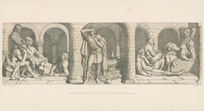 Harold ja saksit ovat suljettuina Beaurainin linnassa lähellä Montreuilia tekijältä Daniel Maclise