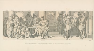 Haroldin vankeudesta ilmoitettiin Normandian Williamille, jolle kerrotaan, että Guy of Ponthieu vaatii lunnaita häneltä tekijältä Daniel Maclise