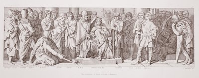 Haroldin kruunaus Englannin kuninkaaksi kirjasta "The Story of the Norman Conquest", kaiverrus L. Gruner, 1866 tekijältä Daniel Maclise