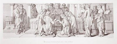 Haroldin avioliitto Edwinin ja Morcarin sisaren Aldythin kanssa "Normannien valloituksen tarinasta", kaivertanut L. Gruner, 1866 tekijältä Daniel Maclise