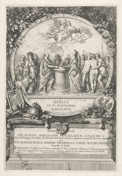 Allegoria William V:n ja Preussin Wilhelminan avioliitosta, 1767 Mariage de Son Altesse Serenissime Monseigneur Guilaume V. Prince d