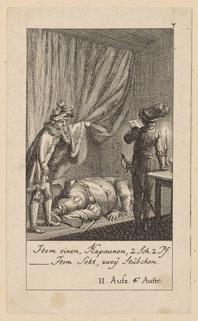 Lehti 7 Shakespearen teokseen "Kuningas Henrik IV" tekijältä Daniel Nikolaus Chodowiecki