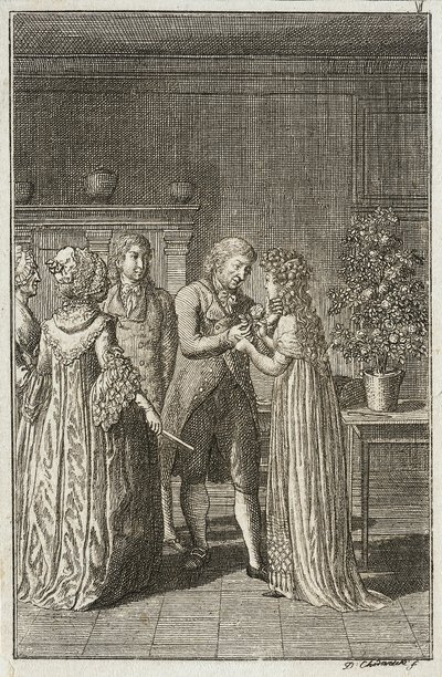 Kuvitus teokseen "Beckerin almanakka vuodelle 1800" tekijältä Daniel Nikolaus Chodowiecki