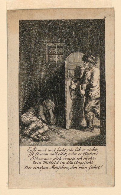 The Jailbird, kuvitus "Königl: Grosbrit [anian] Genealogical Calendar 1780 Lauenberg, J.G. Berenberg" tekijältä Daniel Nikolaus Chodowiecki