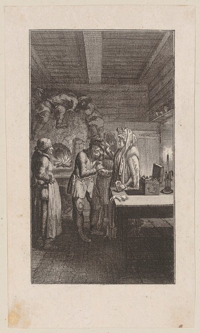 Storchin teoksen ”Maalauksia Pietarista” kansikuvitus, ensimmäinen osa tekijältä Daniel Nikolaus Chodowiecki