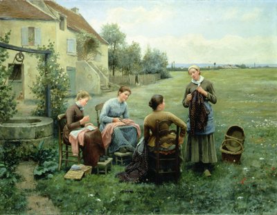 Ompelupiiri (öljyä kankaalle) tekijältä Daniel Ridgway Knight