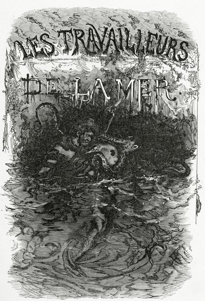 Kuvitus romaanille Les Travailleurs de la Mer, 18th Century (bw-kaiverrus) tekijältä Daniel Urrabieta Vierge