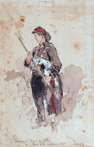Nainen Hotel de Villessä, Pariisin kommuunin toinen päivä, 1871 tekijältä Daniel Urrabieta Vierge