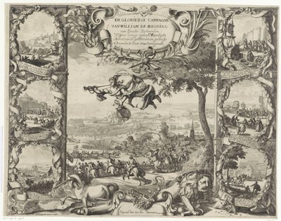 Kuningas Vilhelm III:n voitot Irlannissa (yläpuoli), 1690 Ison-Britannian kuninkaan William III:n kunniakas kampanja Neffens Tapahtui joitakin liittoutuneiden ja konfederaation ikimuistoisimmista toimista vuonna 1690 (otsikko tekijältä Daniel de Lafeuille