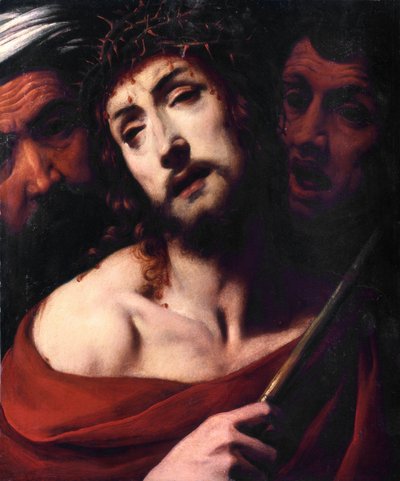 Kristuksen pilkkaaminen Kärsivän Kristuksen kasvoilla on orjantappurat. Daniele Crespin (1598-1630) maalaus 1600-luvun Basilica San Giovanni, Busto Arsizio Italia tekijältä Daniele Crespi
