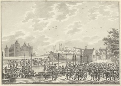 Amsterdamin aseistautuneiden kansalaisten saapuminen Muideniin, 1787 tekijältä Daniël Kerkhoff