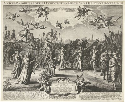 Frederick Henryn allegorinen voittoesitys, 1629 Victori-Waeghen vanden Serene Airways Prince of Orangien, Grave of Nassou jne. (otsikko esineessä) tekijältä Daniël van den Bremden