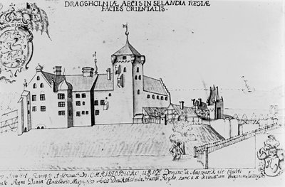 Dragsholmin linna, Sealand (kynä ja muste paperille) tekijältä Danish School