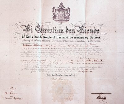 Tanskalaisen Christian IX:n allekirjoittama patentti William Keswickin nimittämisestä Tanskan konsuliksi Hongkongiin, Kiinaan, 1880 tekijältä Danish School