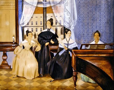 Pianokonsertti, n. 1830 (akvarelli guassilla paperille) tekijältä Danish School