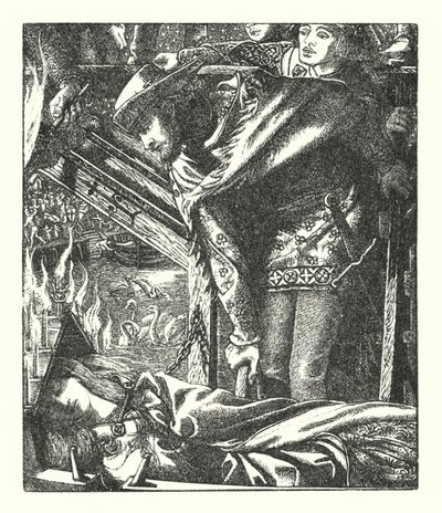The Lady of Shalott (kaiverrus) tekijältä Dante Gabriel (after) Rossetti