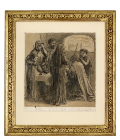 Pääsiäinen Joosefin ja Sakariaan perheessä, n. 1850 (grafiitti ja kynä ja musta muste ja harmaa pesu valkoisella paperilla) tekijältä Dante Gabriel Charles Rossetti