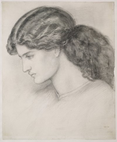 Naisen pää, 1861 tekijältä Dante Gabriel Charles Rossetti