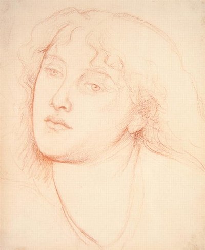 Naisen pää (punainen liitu paperille) tekijältä Dante Gabriel Charles Rossetti