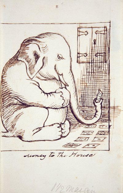 Money to the House, c.1873 (llapis i tinta sobre paper) finlandès tekijältä Dante Gabriel Charles Rossetti
