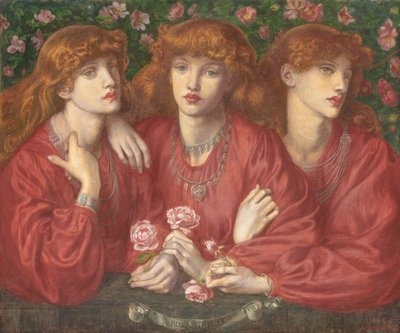 Rosa Triplex: Kolminkertainen muotokuva May Morrisista, 1874 tekijältä Dante Gabriel Charles Rossetti