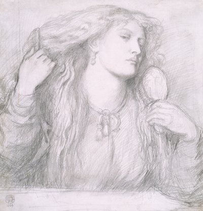 Nainen kampaa hiuksiaan, Fanny Cornforth tekijältä Dante Gabriel Charles Rossetti