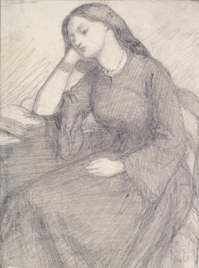 Elizabeth Siddalin muotokuva, istuva, 1840-luku tekijältä Dante Gabriel Rossetti