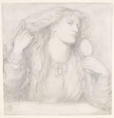 Nainen kampaa hiuksiaan, Fanny Cornforth tekijältä Dante Gabriel Rossetti