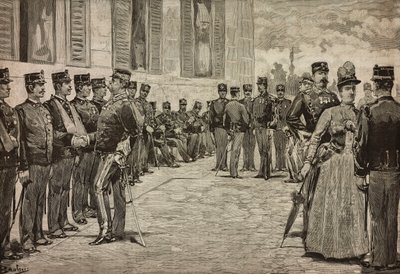 Eritrean sodan Dogalin selviytyjät, jotka hallitsijat ottivat vastaan Quirinalin puutarhassa Roomassa, Italiassa, Dante Paolocci, L