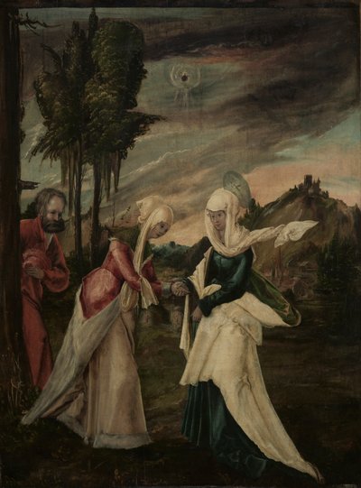 Vierailu, n. 1530-1550 (öljy puulle). tekijältä Danube School