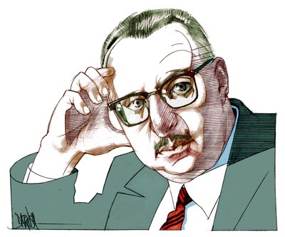 Giorgio Manganelli, 2021 (digitaalinen värikynäpiirros) tekijältä Dariush Radpour