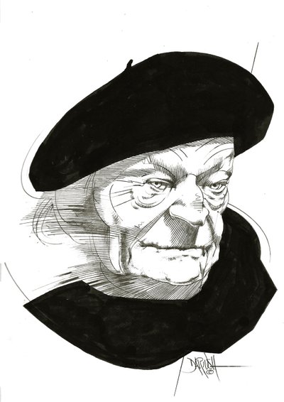 Giuseppe Ungaretti, 2024 (digitaalisesti parannettu lyijykynäpiirros). tekijältä Dariush Radpour