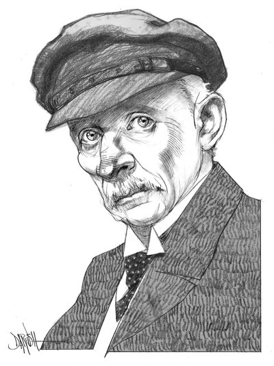 Gustav Meyrink, 2024 (digitaalinen värikynäpiirros) tekijältä Dariush Radpour