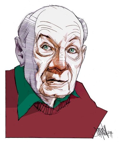 Gustave Thibon, 2014 (digitaalinen värikynäpiirros) tekijältä Dariush Radpour