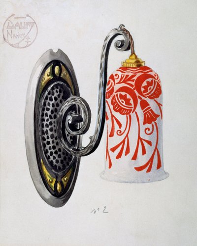 Malli numero 2:n jugend-seinävalaistuksesta Daum Brothersin tuotannosta Nancyssa, guassi, Ranska, 1900-luku tekijältä Daum Freres