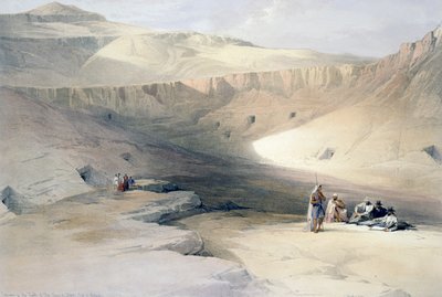 Sisäänkäynti Theban kuninkaiden haudoille, kaiverrus David Robertsin (1796-1864) piirustuksesta Egyptistä ja Nubiasta tekijältä David (after) Roberts