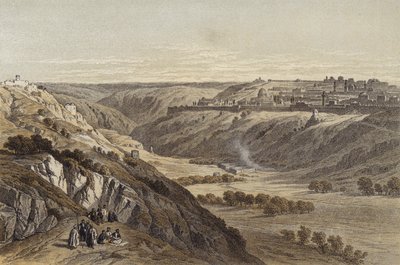 Jerusalem Öljymäeltä (väri litho) tekijältä David (after) Roberts