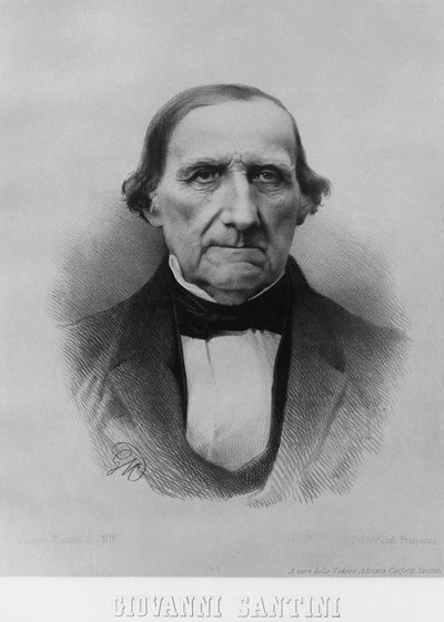 Muotokuva Giovanni Santinista (1787-1877), italialainen tähtitieteilijä, matemaatikko ja tiedemies tekijältä John Ward Dunsmore