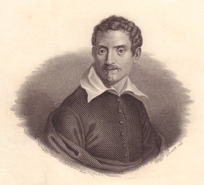 Italialaisen taidemaalari Domenico Zampierin muotokuva, joka tunnetaan myös nimellä Domenichino (1581-1641), A Locatellin kuparikaiverrus tekijältä John Ward Dunsmore