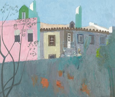 Keskustelu portugalilaisessa kylässä, n. 1961-67 (öljy kovalevylle) tekijältä David Alan Redpath Michie