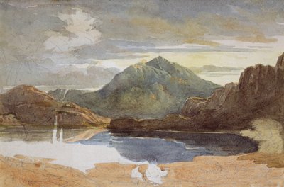 Järvi Pohjois-Walesissa, Snowdon kaukana (wc paperilla) tekijältä David Cox