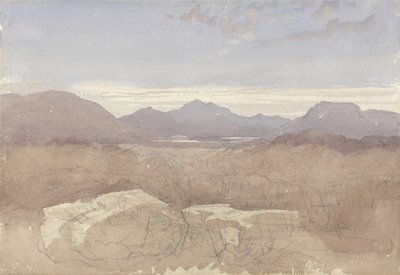 Mountainous View, Pohjois-Wales, n. 1818 (w/c ja grafiitti paperilla) tekijältä David Cox