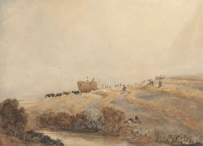 Heinänteko, n. 1808 (w/c, vartaloväri grafiitin päällä paperilla) tekijältä David Cox